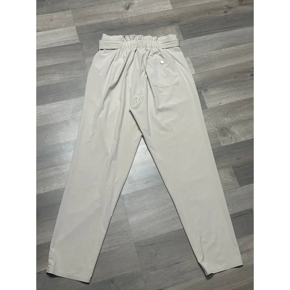 Athleta Skyline Pant II Womens 12T Brownstone Beige Lightweight Belted - Picture 2 of 13